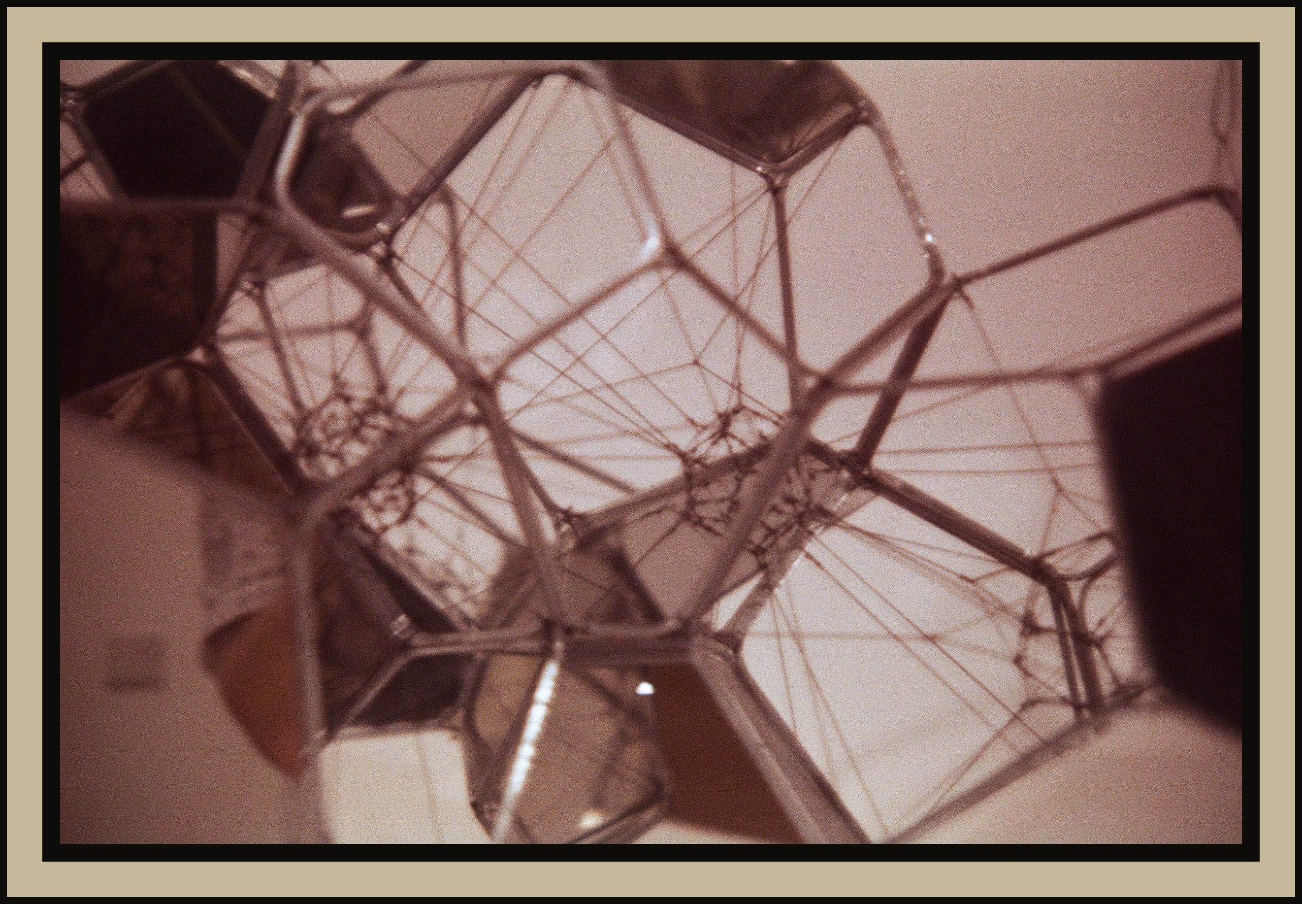 geodesic-dome-mesh-looking-up-sepia-film-w2b - tirage encadre